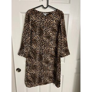 H&M HM Leopard Animal Print 3/4 Sleeve Dress Lined Size 6